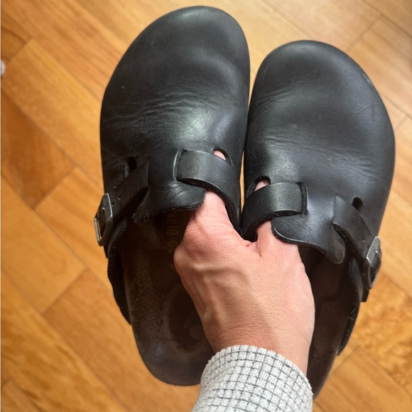 Birkenstock Boston vintage Black leather Clog Sandals size 39 - Picture 2 of 4